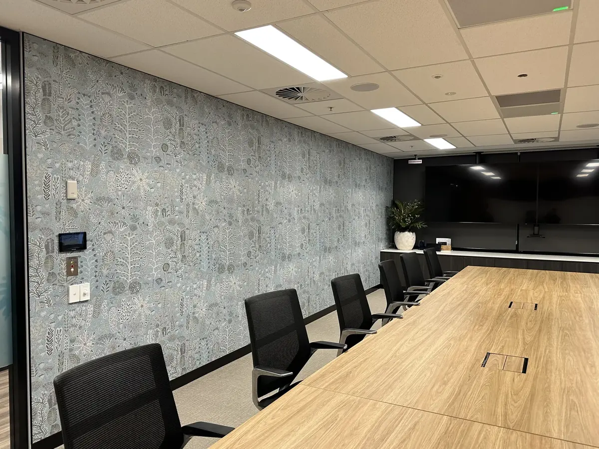 Acoustic wall panels installed in a Brisbane CBD commercial office